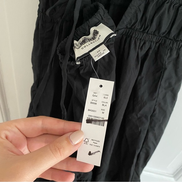 NWT J. Crew Oahu V-neck Tired Dress Maxi Black Organic Cotton Size M - Picture 7 of 8